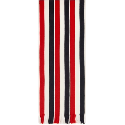 Shop Thom Browne White Wool Double-face Rwb Scarf In 960 - Rwbwh
