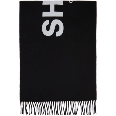 Shop Comme Des Garçons Shirt Black Wool Logo Scarf In 1 Black