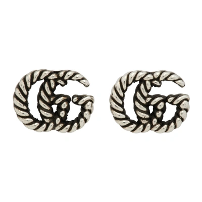 Shop Gucci Silver Gg Marmont Chain Earrings In 0701 Silver