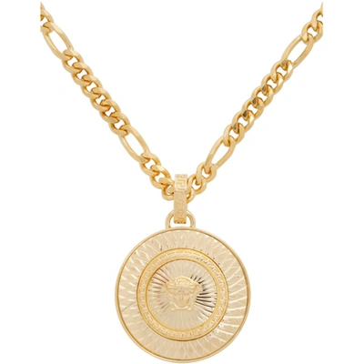 Shop Versace Gold Medusa Pendant Necklace In D00h Gold