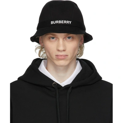 Shop Burberry Black Jersey Bucket Hat
