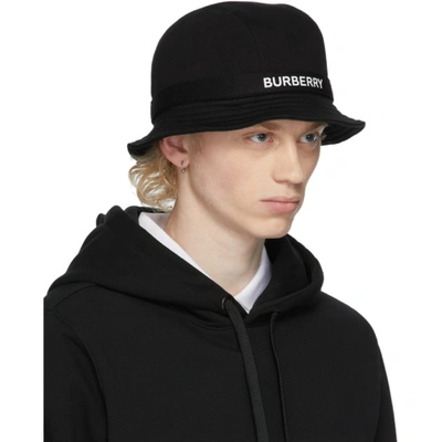 Shop Burberry Black Jersey Bucket Hat