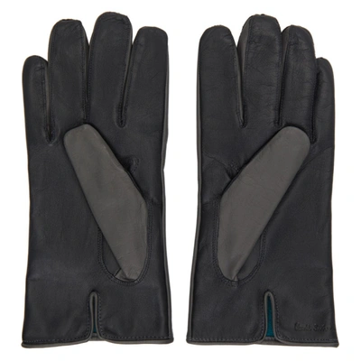 Shop Paul Smith Grey Leather Bicolor Gloves In 76 Grey