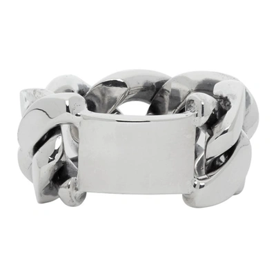 Shop Bottega Veneta Silver Chain Ring In 8117 Silver