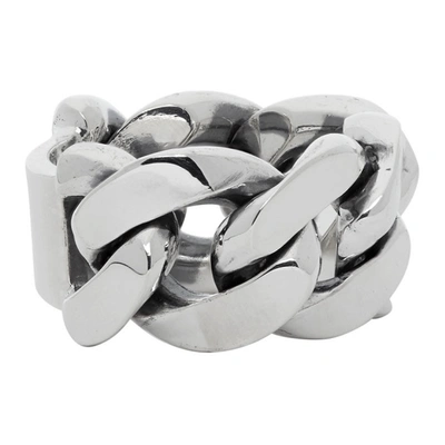 Shop Bottega Veneta Silver Chain Ring In 8117 Silver