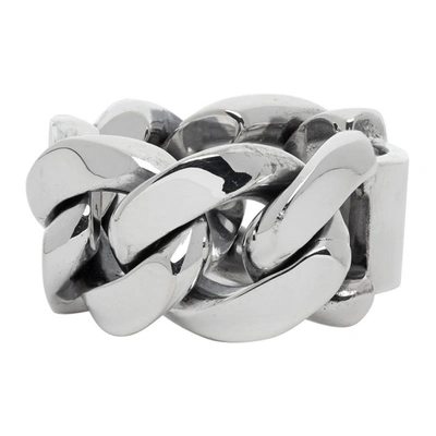 Shop Bottega Veneta Silver Chain Ring In 8117 Silver