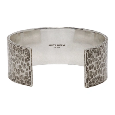 Shop Saint Laurent Silver Martele Bracelet In 8142argoxyd