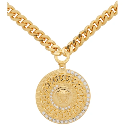 Shop Versace Gold Cuban Link Medusa Necklace In Dco0h Gold