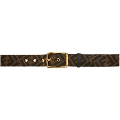 Shop Fendi Black & Brown Webbing 'forever ' Belt In F17u4 Tobac