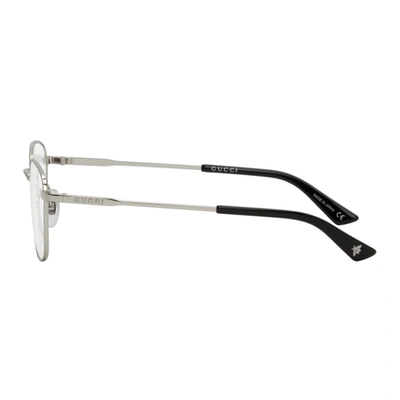 Shop Gucci Silver Rectangular Glasses In 003 Silver