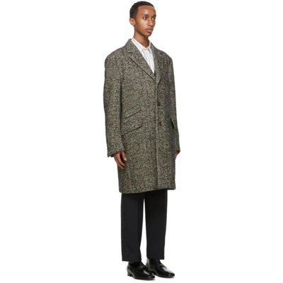 Shop Gucci Grey Wool Herringbone Coat In 1960 Black/