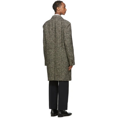 Shop Gucci Grey Wool Herringbone Coat In 1960 Black/