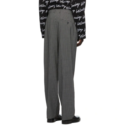 Shop Balenciaga Black & White Check Baggy Trousers In 1070black/