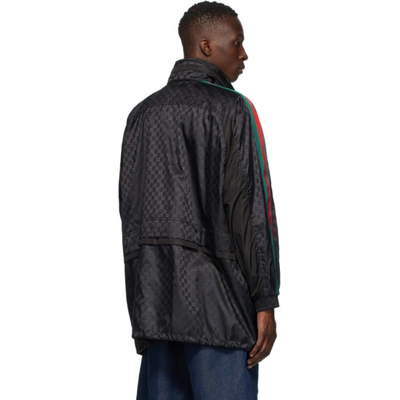 Shop Gucci Black Jacquard Gg Windbreaker Jacket In 1000 Black