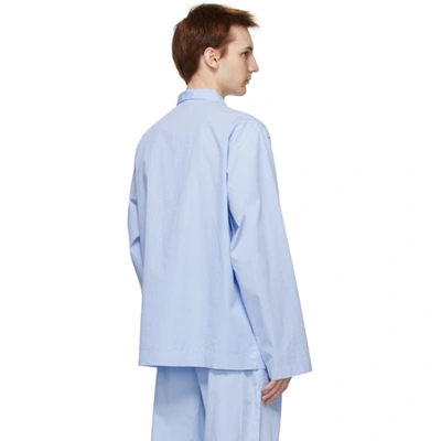 Shop Tekla Blue Pyjama Shirt In Shirt Blue