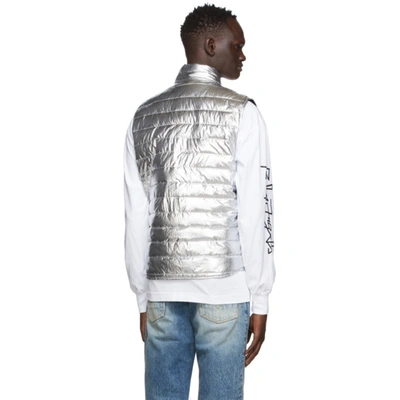 Shop Palm Angels Silver Metallic Season Quilted Vest In Silver/whit