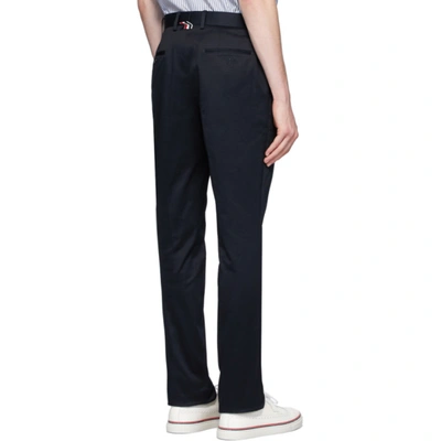 Shop Thom Browne Navy Unconstructed Chino Trousers In 415 Navy
