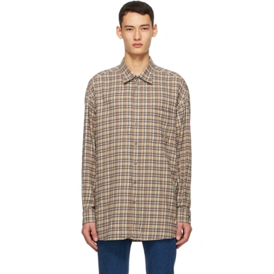 Shop Gucci Multicolor Cotton Flannel Check Shirt In 9128 Beige/
