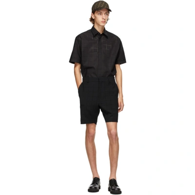 Shop Fendi Black Wool Punched Check Shorts In F0qa1 Black