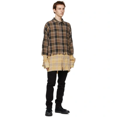 Shop Palm Angels Brown Bleached Check Loose Overshirt In Brown White