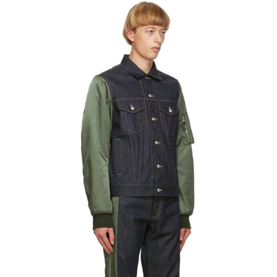 Shop Alexander Mcqueen Blue & Khaki Denim Hybrid Jacket In 4001 Bluwas