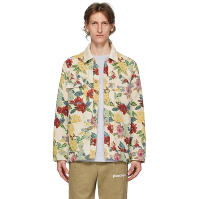 Shop Palm Angels Beige Floral Workwear Jacket In Floral Came