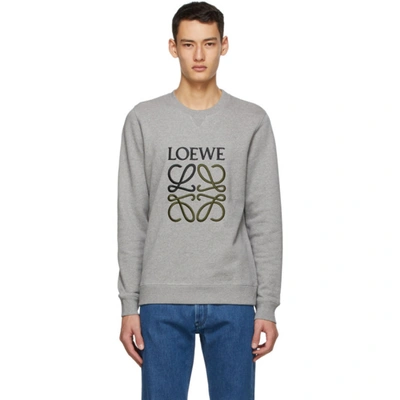 Shop Loewe Grey Cotton Anagram Embroidered Sweatshirt In 1440 Gr Mel