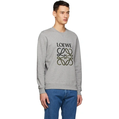 Shop Loewe Grey Cotton Anagram Embroidered Sweatshirt In 1440 Gr Mel