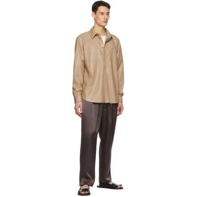 Shop Nanushka Taupe Vegan Leather Declan Shirt In Sandstone