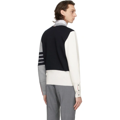 Shop Thom Browne Navy & White Merino Funmix 4-bar Sweater In 996 Seasona