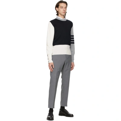 Shop Thom Browne Navy & White Merino Funmix 4-bar Sweater In 996 Seasona