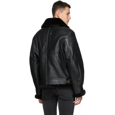 Shop Schott Black Sheepskin Fur B-3 Jacket