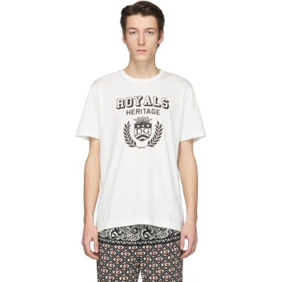 Shop Dolce & Gabbana Dolce And Gabbana Off-white Royals Heritage T-shirt In Hw11earmbia