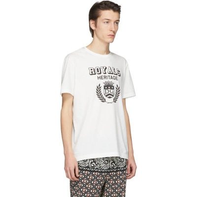 DOLCE AND GABBANA 灰白色“ROYALS HERITAGE” T 恤