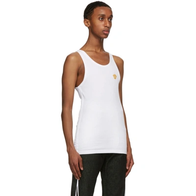 Shop Versace White Embroidered Medusa Tank Top In 1w000 White