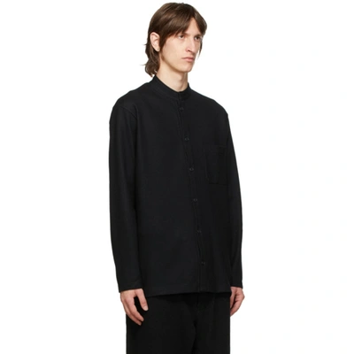 Shop Yohji Yamamoto Black Wool Mock Neck Shirt