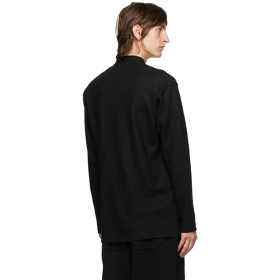 Shop Yohji Yamamoto Black Wool Mock Neck Shirt
