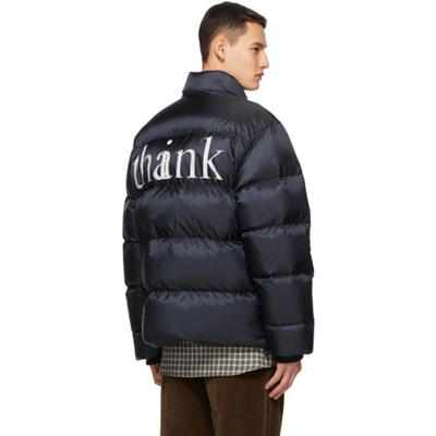 Shop Gucci Navy Down 'think/thank' Jacket In 4330 Ink/mi