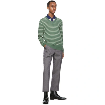 Shop Gucci Green & White Alpaca Sweater In 3861 Green/