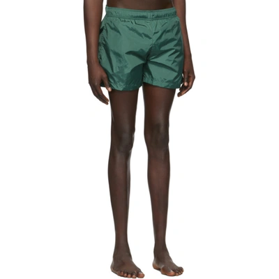 Shop Off-white Green Logo Swim Shorts In Dark Green