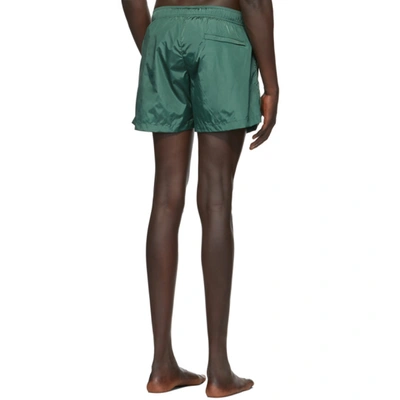 Shop Off-white Green Logo Swim Shorts In Dark Green