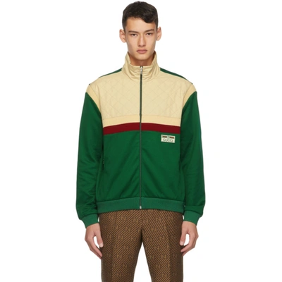 Shop Gucci Beige & Green Jersey Track Jacket In 3214 Yardivr