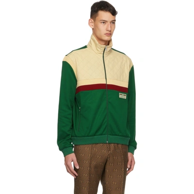 Shop Gucci Beige & Green Jersey Track Jacket In 3214 Yardivr