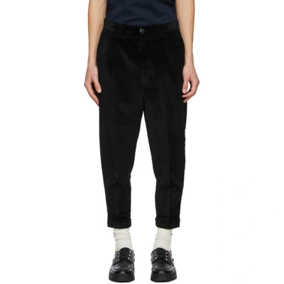 Shop Ami Alexandre Mattiussi Black Corduroy Carrot Fit Chino Trousers In Noir/001
