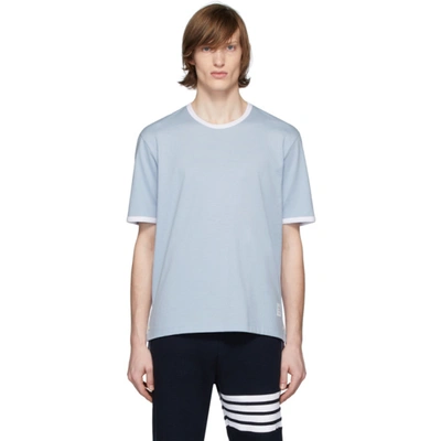 Shop Thom Browne Blue Ringer T-shirt In 480 Ltblue