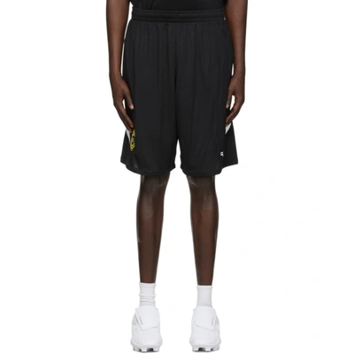 Shop Balenciaga Black & White Mesh Soccer Shorts In 1070black/