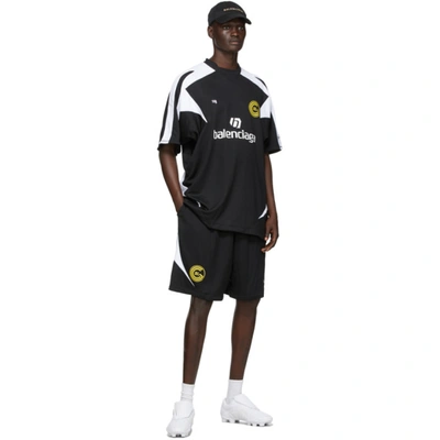 Shop Balenciaga Black & White Mesh Soccer Shorts In 1070black/