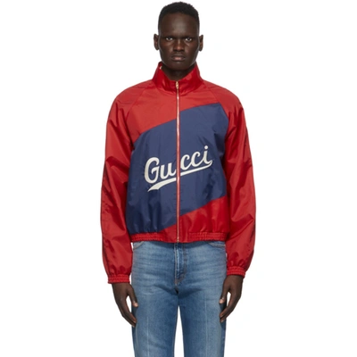 Shop Gucci Red Nylon Logo Jacket In 6482 Flame