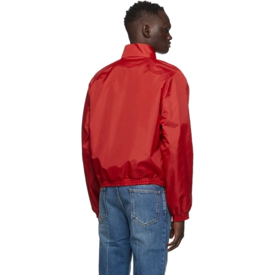 Shop Gucci Red Nylon Logo Jacket In 6482 Flame