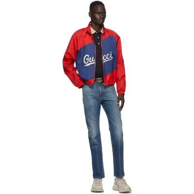 Shop Gucci Red Nylon Logo Jacket In 6482 Flame